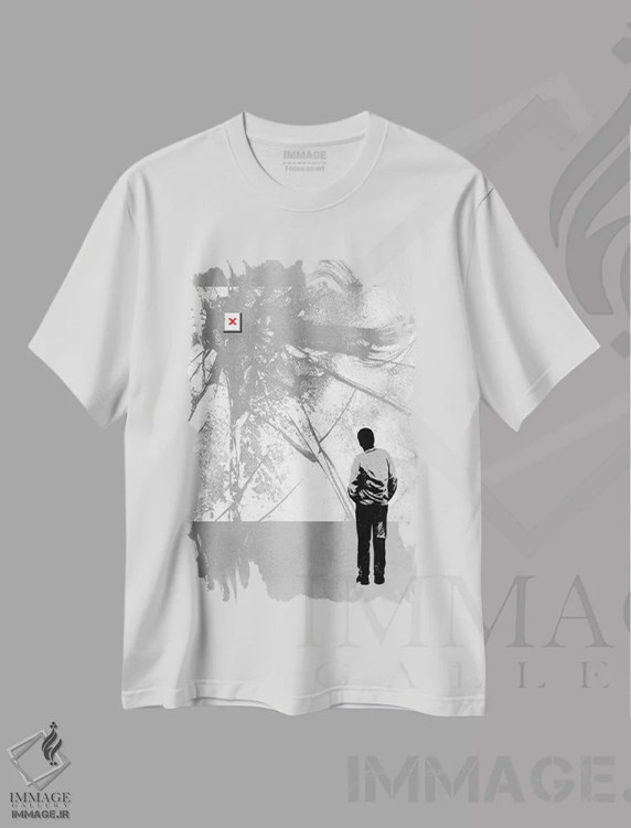 تیشرت سفید طرح دار انتقال ۴۰۴، هنر دیجیتال سیاه و سفید اثر راب دابی | immage.ir