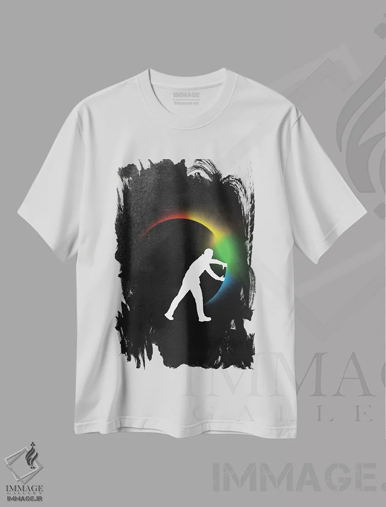 تیشرت سفید طرح دار نظریه رنگ، هنر دیجیتال اثر راب دابی | فروشگاه ایماژ