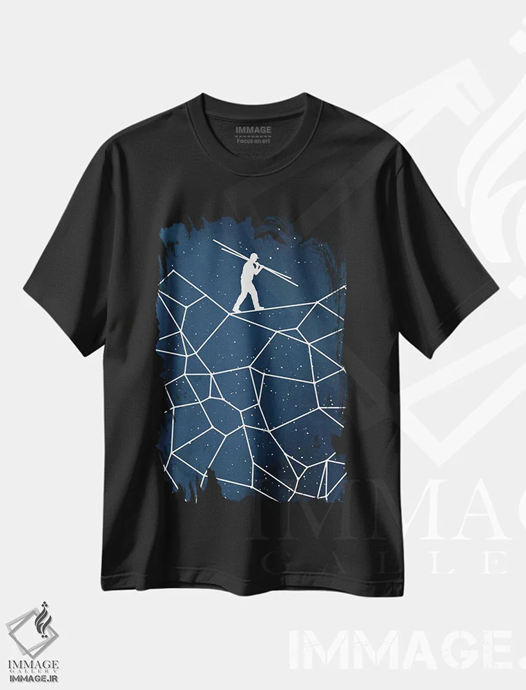 تیشرت مشکی طرح دار صورت فلکی ساختن، هنر دیجیتال اثر راب دابی | فروشگاه ایماژ
