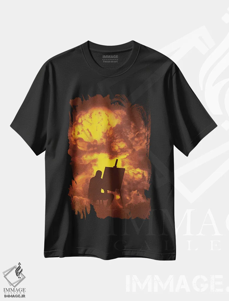 تیشرت مشکی طرح دار اثر فاجعه آمیز، هنر دیجیتال اثر راب دابی | فروشگاه ایماژ