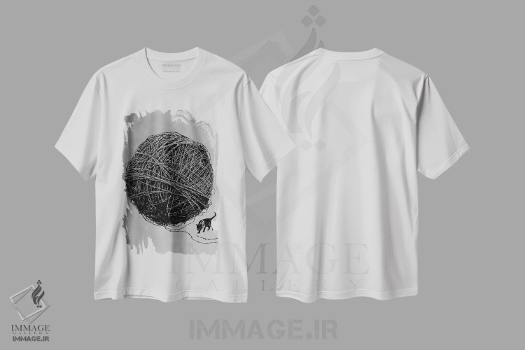 تیشرت سفید طرح دار کنجکاوی، هنر دیجیتال سیاه و سفید اثر راب دابی | فروشگاه ایماژ