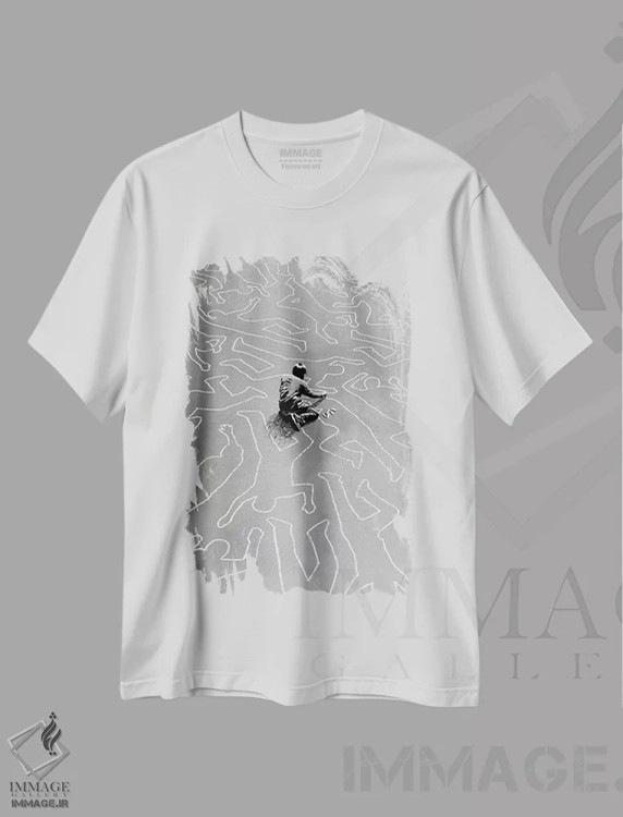 تیشرت سفید طرح دار خط کشیدن، هنر دیجیتال اثر راب دابی | فروشگاه ایماژ