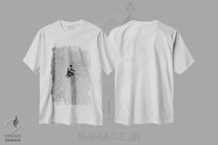 تیشرت سفید طرح دار خط کشیدن، هنر دیجیتال اثر راب دابی | فروشگاه ایماژ