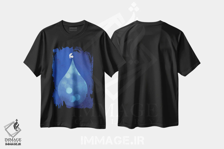 تیشرت مشکی طرح دار قطره ای در سطل، هنر دیجیتال اثر راب دابی | فروشگاه ایماژ