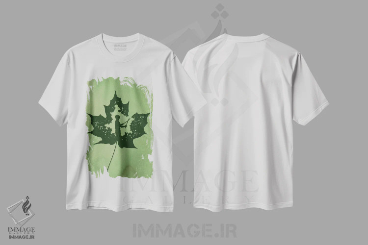 تیشرت سفید طرح دار برگی نو، هنر دیجیتال اثر راب دابی | فروشگاه ایماژ
