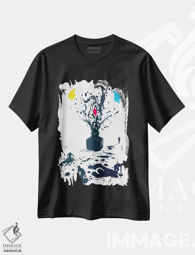 تیشرت مشکی طرح دار خالکوبی شده، هنر دیجیتال اثر راب دابی | فروشگاه ایماژ