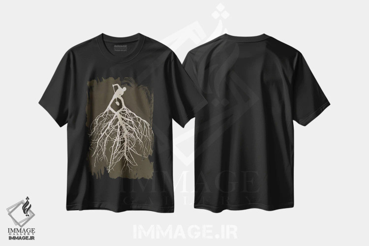 تیشرت مشکی طرح دار ریشه های خود را بشناس، هنر دیجیتال اثر راب دابی | فروشگاه ایماژ