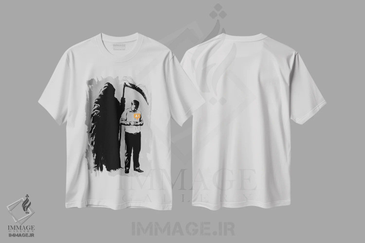 تیشرت سفید طرح دار دنبال کننده جدید، هنر دیجیتال سیاه و سفید اثر راب دابی | فروشگاه ایماژ