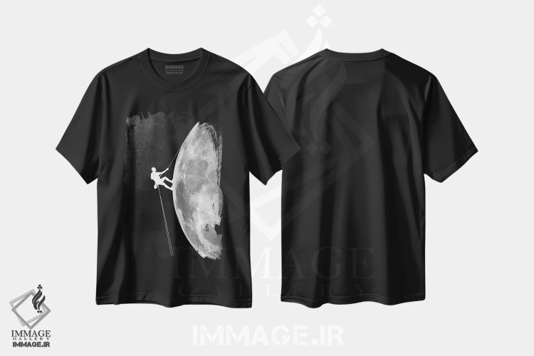 تیشرت مشکی طرح دار صعود، هنر دیجیتال سیاه و سفید اثر راب دابی | immage.ir