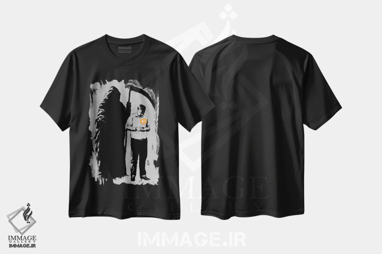 تیشرت مشکی طرح دار دنبال کننده جدید، هنر دیجیتال سیاه و سفید اثر راب دابی | immage.ir