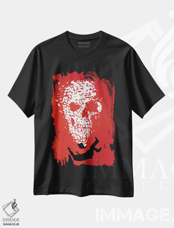 تیشرت مشکی طرح دار ردپای کاغذی، هنر دیجیتال اثر راب دابی | فروشگاه ایماژ