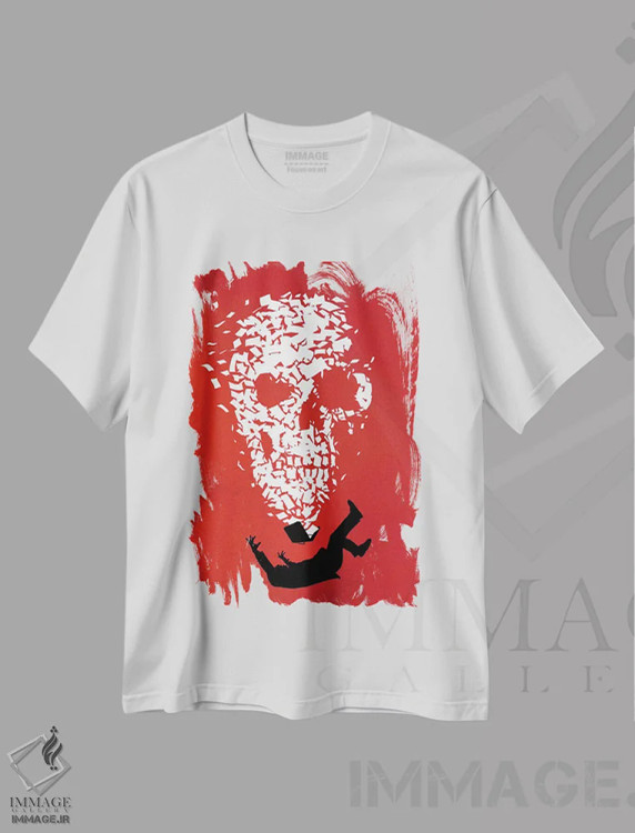 تیشرت سفید طرح دار ردپای کاغذی، هنر دیجیتال اثر راب دابی | immage.ir