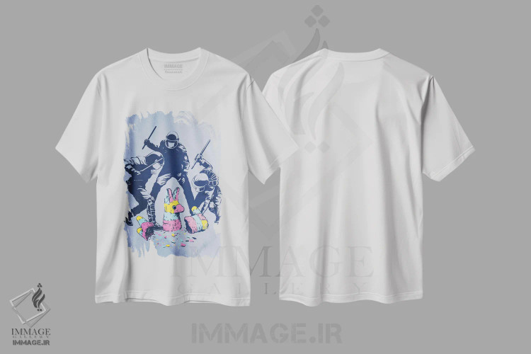 تیشرت سفید طرح دار مهمانی تمام شد، هنر دیجیتال اثر راب دابی | فروشگاه ایماژ