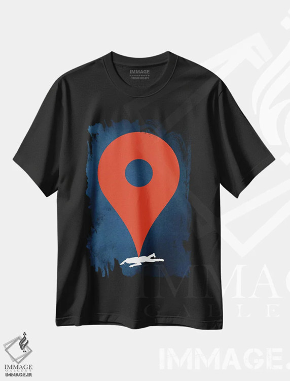 تیشرت مشکی طرح دار سنجاق شده، تزئینی اثر راب دابی | فروشگاه ایماژ