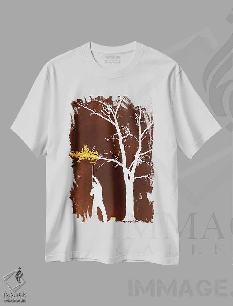تیشرت سفید طرح دار نقاشی برجسته، هنر دیجیتال اثر راب دابی | immage.ir