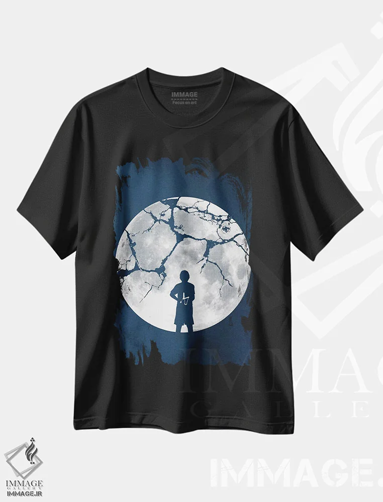 تیشرت مشکی طرح دار به ماه شلیک کن، هنر دیجیتال اثر راب دابی | immage.ir