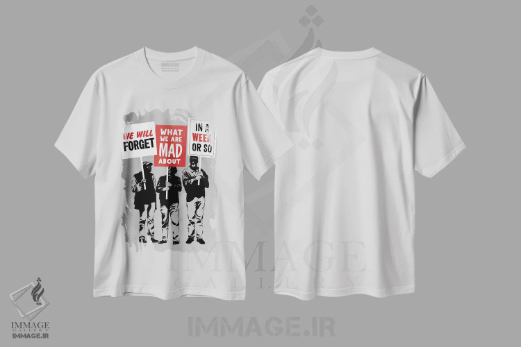 تیشرت سفید طرح دار نیمه اعتراض، هنر دیجیتال اثر راب دابی | immage.ir