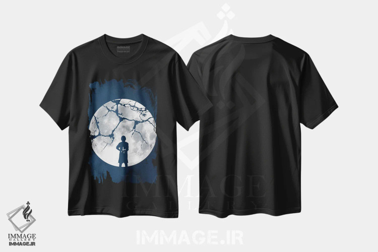 تیشرت مشکی طرح دار به ماه شلیک کن، هنر دیجیتال اثر راب دابی | immage.ir