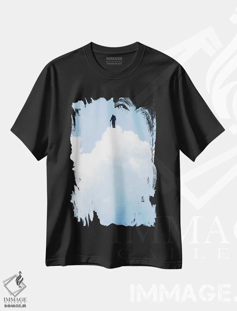 تیشرت مشکی طرح دار قله، هنر دیجیتال اثر راب دابی | فروشگاه ایماژ