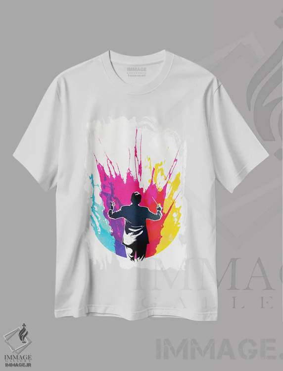 تیشرت سفید طرح دار سمفونی، هنر دیجیتال اثر راب دابی | فروشگاه ایماژ