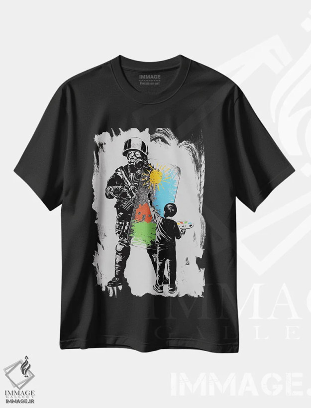 تیشرت مشکی طرح دار نقاشی طوفان، هنر دیجیتال اثر راب دابی | فروشگاه ایماژ