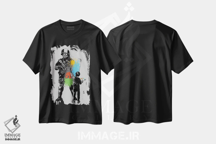 تیشرت مشکی طرح دار نقاشی طوفان، هنر دیجیتال اثر راب دابی | فروشگاه ایماژ