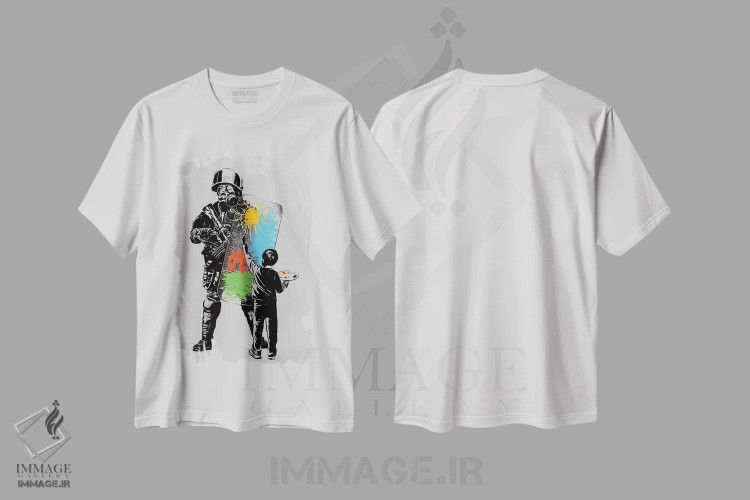 تیشرت سفید طرح دار نقاشی طوفان، هنر دیجیتال اثر راب دابی | immage.ir