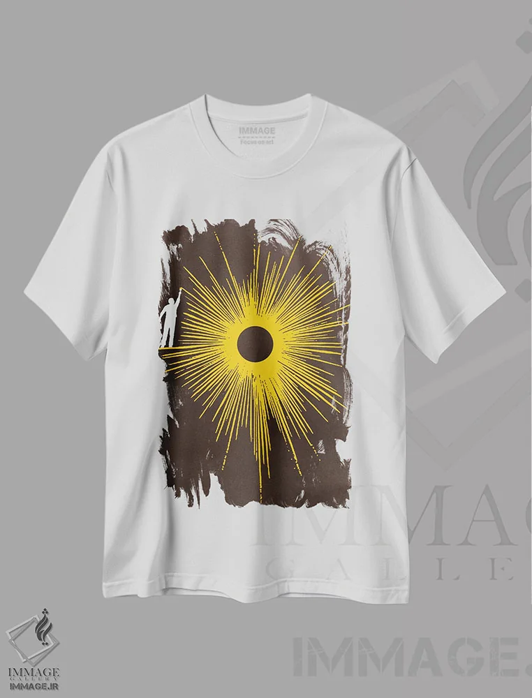 تیشرت سفید طرح دار درخشان، هنر دیجیتال اثر راب دابی | فروشگاه ایماژ