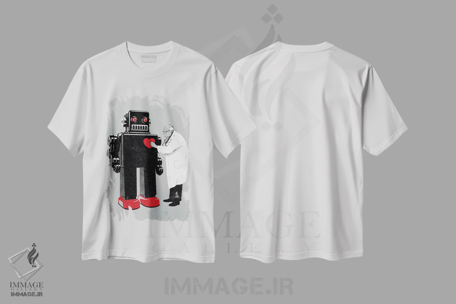 تیشرت سفید طرح دار قلب فولادی، هنر خیابانی اثر راب دابی | immage.ir