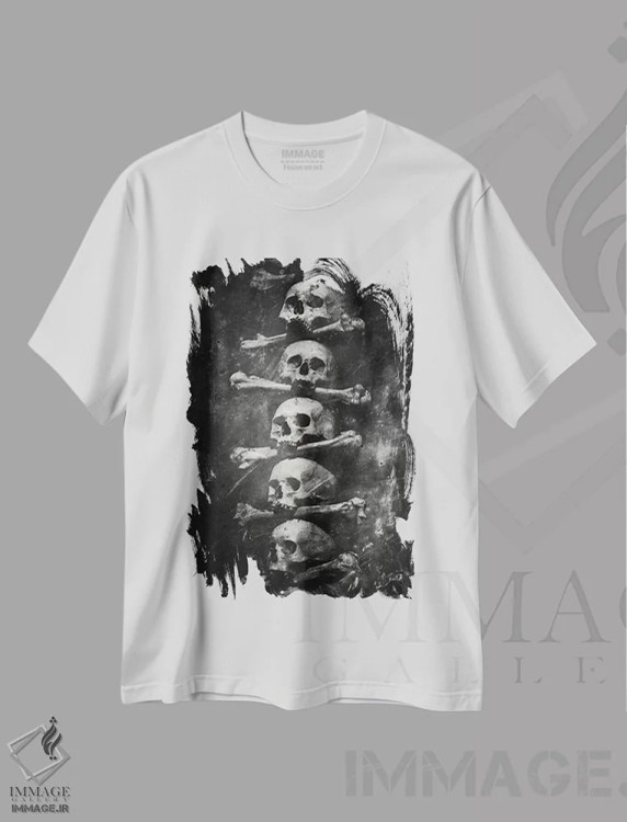 تیشرت سفید طرح دار روزی جنگجو بودند ۶، هنر دیجیتال سیاه و سفید اثر دکتر لوکاس برژاک | فروشگاه ایماژ