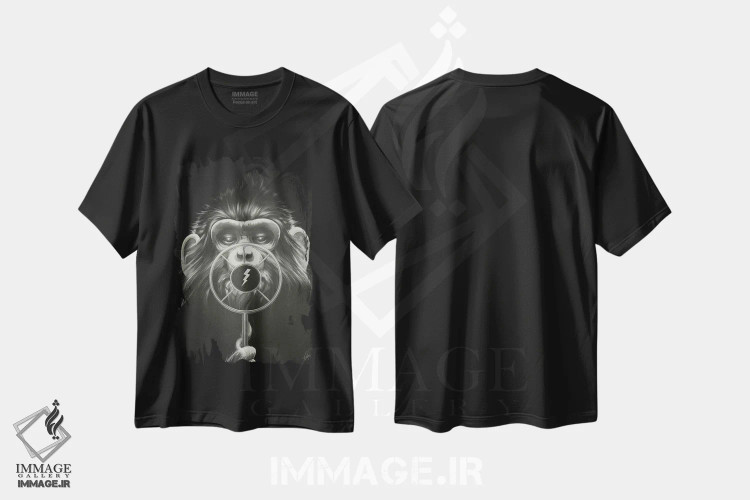 تیشرت مشکی طرح دار در حال پخش، هنر دیجیتال اثر دکتر لوکاس برژاک | فروشگاه ایماژ