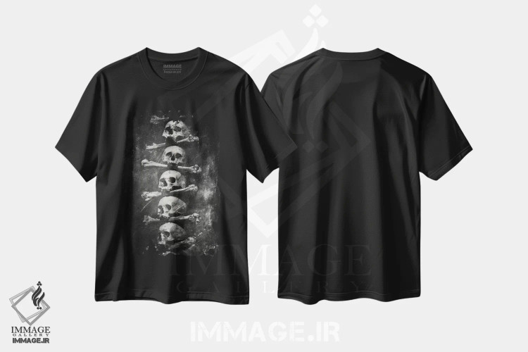 تیشرت مشکی طرح دار روزی جنگجو بودند ۶، هنر دیجیتال سیاه و سفید اثر دکتر لوکاس برژاک | immage.ir