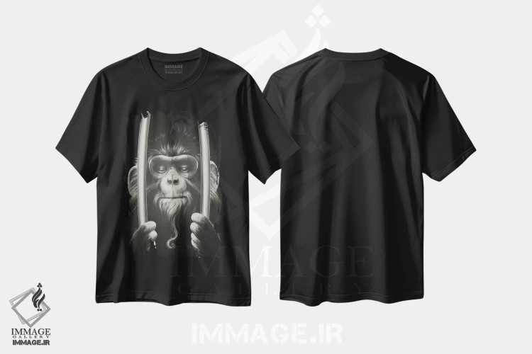 تیشرت مشکی طرح دار زندانی ۲، هنر دیجیتال اثر دکتر لوکاس برژاک | فروشگاه ایماژ