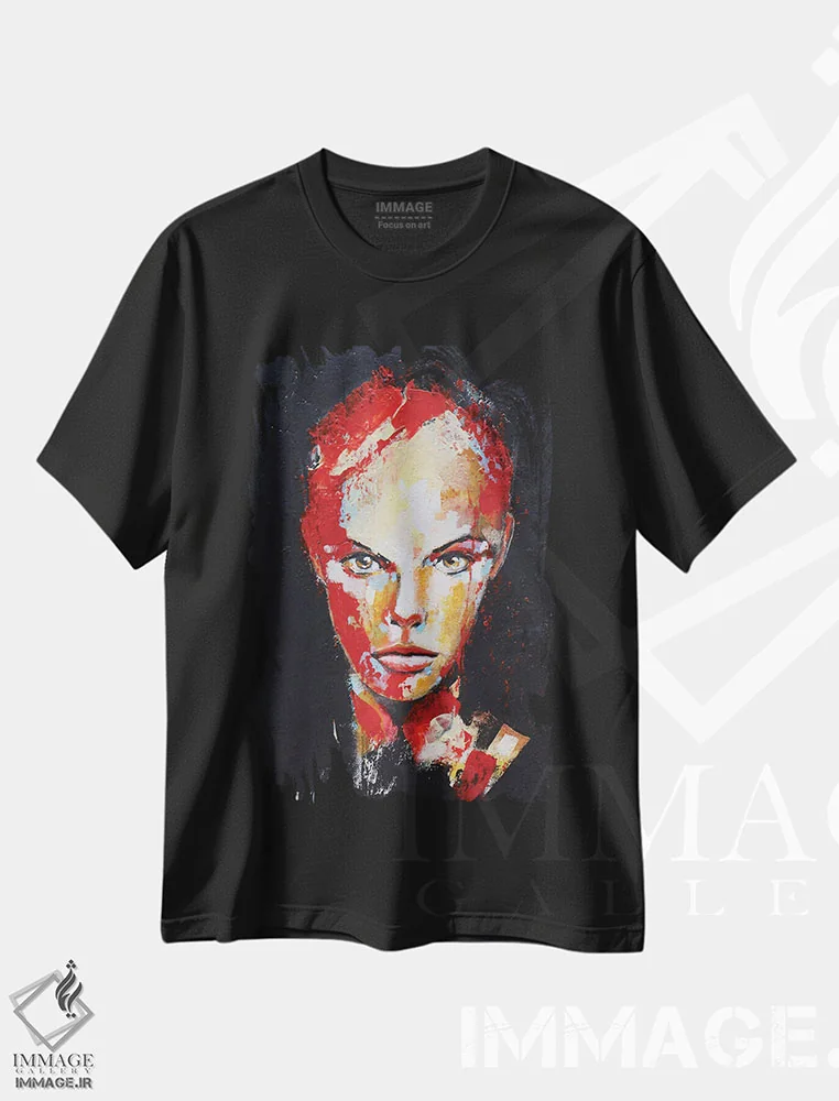 تیشرت مشکی طرح دار آن سوی رنگین کمان ۲، هنر فاخر معاصر اثر دوناتلا مارائونی | immage.ir
