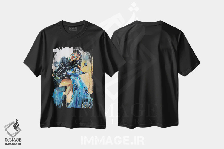 تیشرت مشکی طرح دار این زمان بی صبری است، هنر فاخر معاصر اثر دوناتلا مارائونی | فروشگاه ایماژ