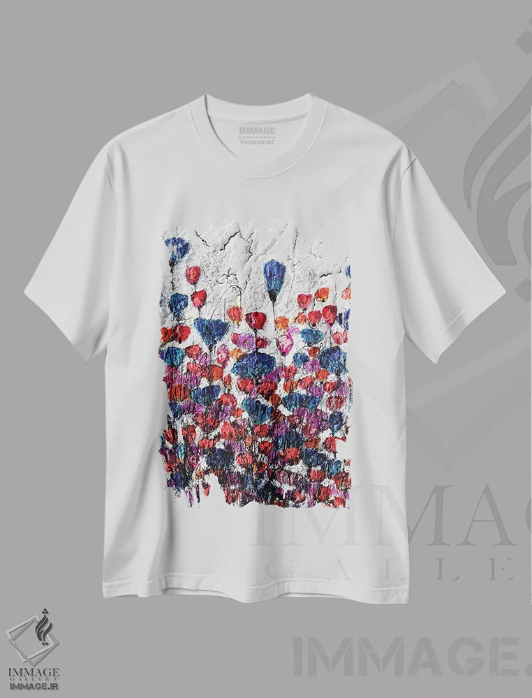 تیشرت سفید طرح دار بیایید با هم برقصیم، آبستره اثر دوناتلا مارائونی | immage.ir
