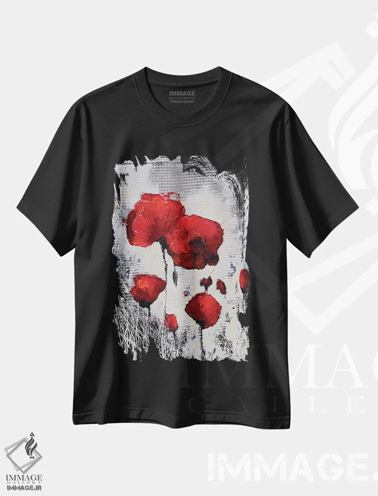 تیشرت مشکی طرح دار خانواده، آبستره اثر دوناتلا مارائونی | فروشگاه ایماژ