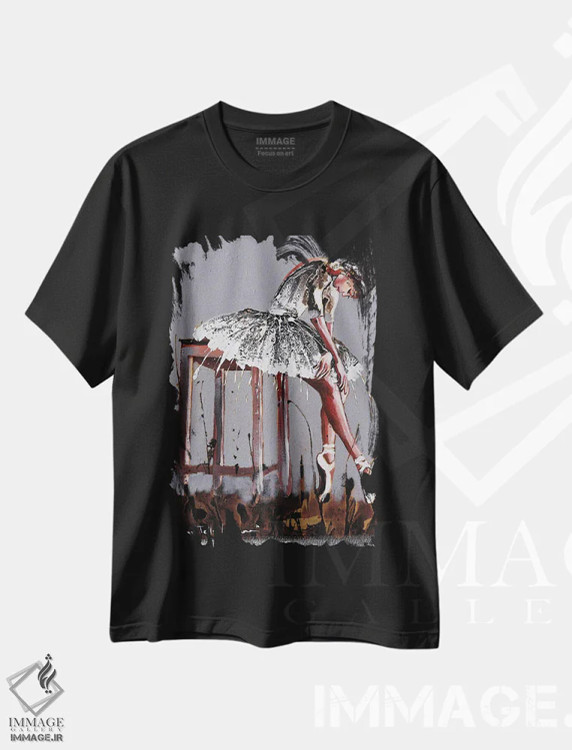 تیشرت مشکی طرح دار خسته، هنر فاخر معاصر اثر دوناتلا مارائونی | فروشگاه ایماژ