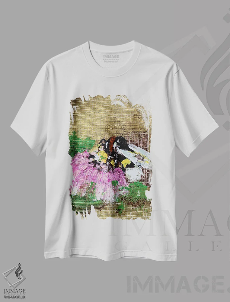 تیشرت سفید طرح دار زنبور و گل صورتی، دکور معاصر اثر دوناتلا مارائونی | immage.ir