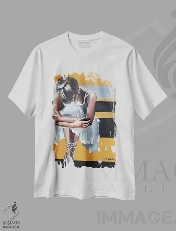 تیشرت سفید طرح دار زمان متوقف می شود، دکور معاصر اثر دوناتلا مارائونی | immage.ir