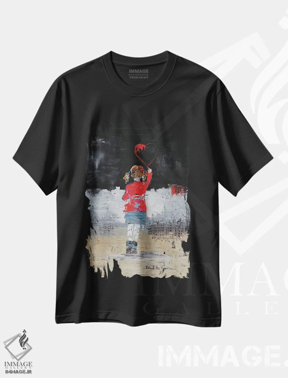تیشرت مشکی طرح دار مدرسه، هنر فاخر معاصر اثر دوناتلا مارائونی | فروشگاه ایماژ