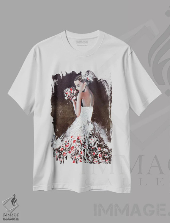 تیشرت سفید طرح دار انتخاب، هنر فاخر معاصر اثر دوناتلا مارائونی | فروشگاه ایماژ