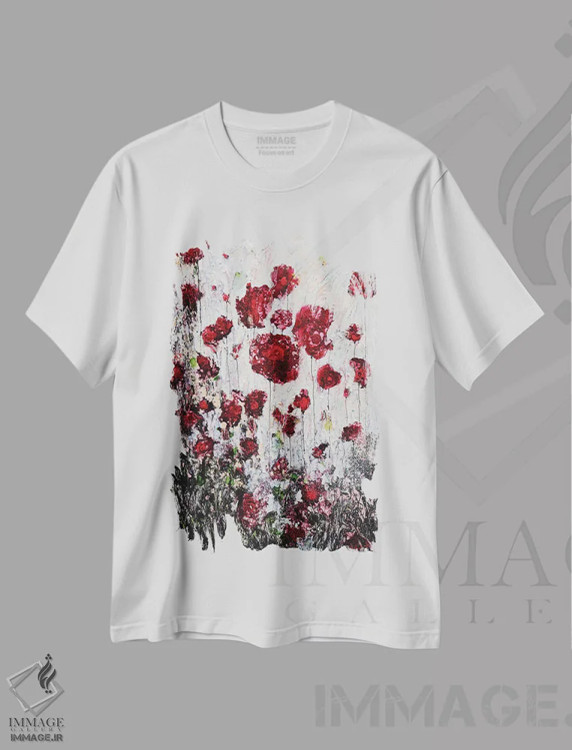 تیشرت سفید طرح دار شقایق های عاشق!، مدیوم اثر دوناتلا مارائونی | immage.ir