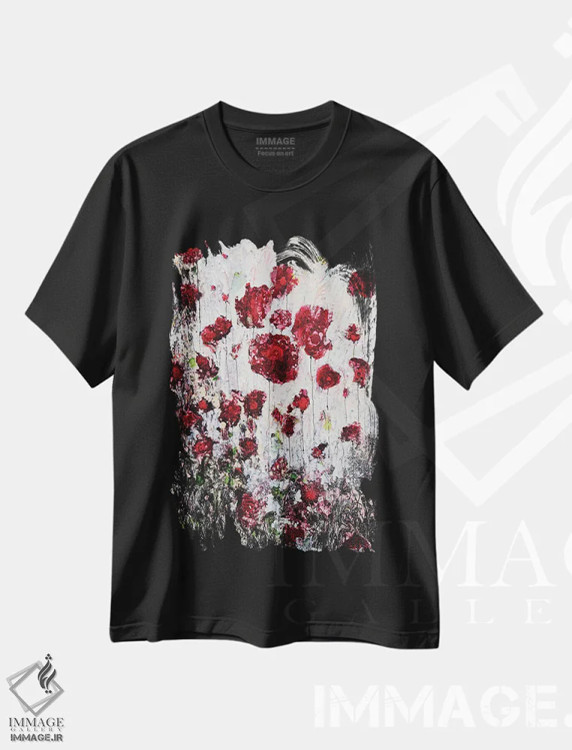 تیشرت مشکی طرح دار شقایق های عاشق!، مدیوم اثر دوناتلا مارائونی | فروشگاه ایماژ