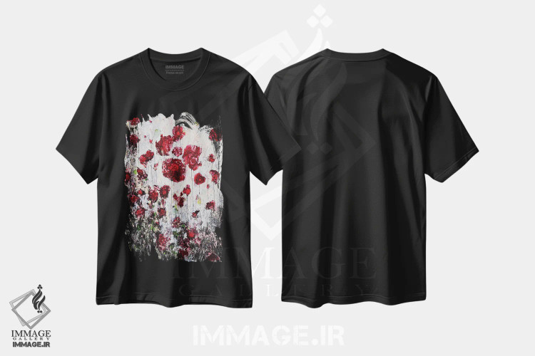 تیشرت مشکی طرح دار شقایق های عاشق!، مدیوم اثر دوناتلا مارائونی | فروشگاه ایماژ