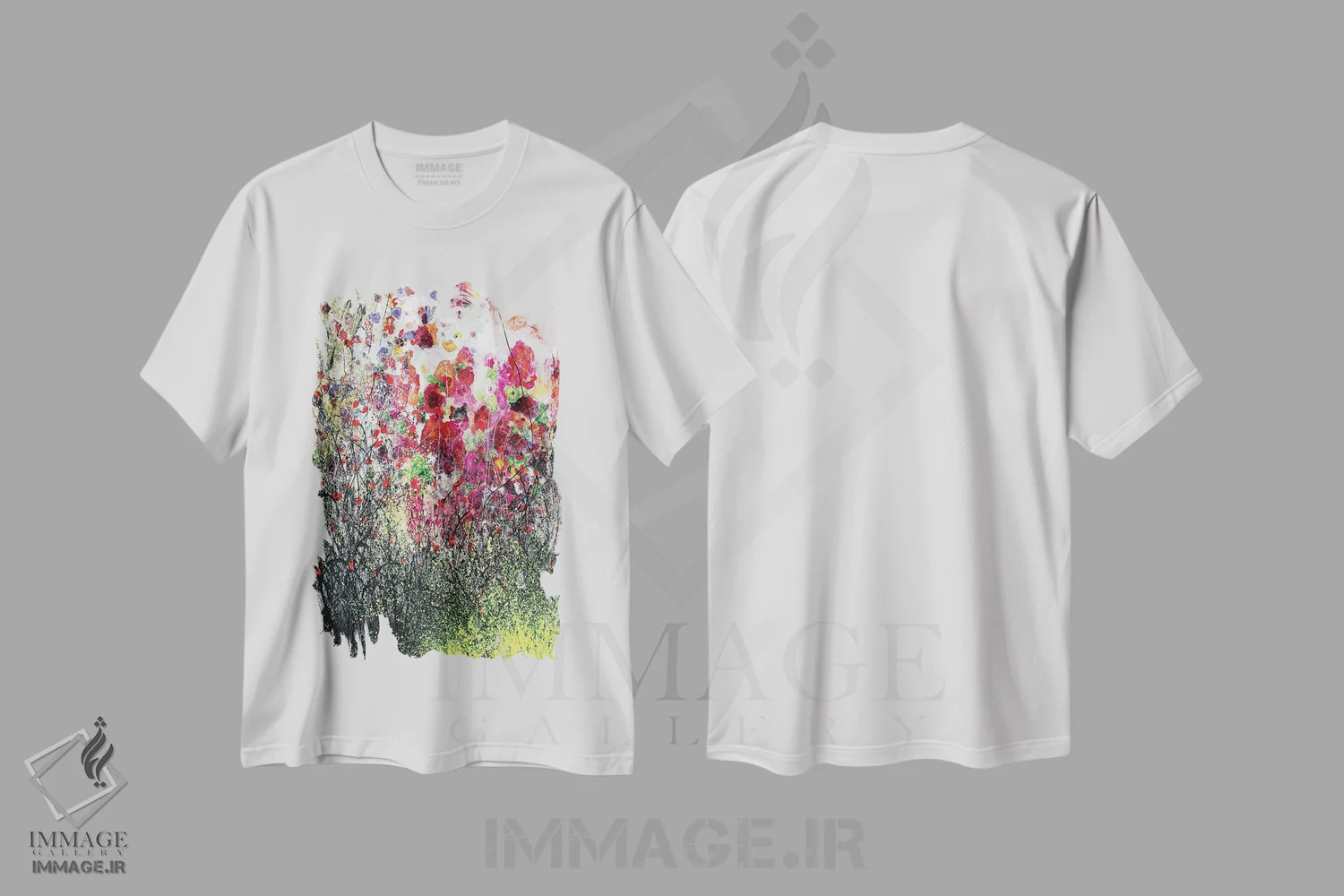 تیشرت سفید طرح دار شقایق ها و تابستان، آبستره اثر دوناتلا مارائونی | immage.ir