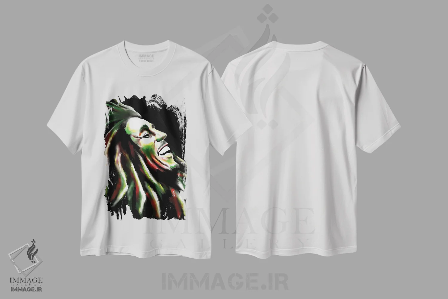 تیشرت سفید طرح دار باب مارلی، هنر دیجیتال اثر هنر اندرو | فروشگاه ایماژ