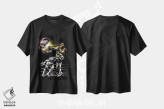 تیشرت مشکی طرح دار مبارزه در جنگل، هنر آمریکایی آفریقایی تبار اثر هنر اندرو | فروشگاه ایماژ