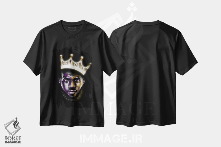 تیشرت مشکی طرح دار لبورن جیمز، هنر آمریکایی آفریقایی تبار اثر هنر اندرو | immage.ir
