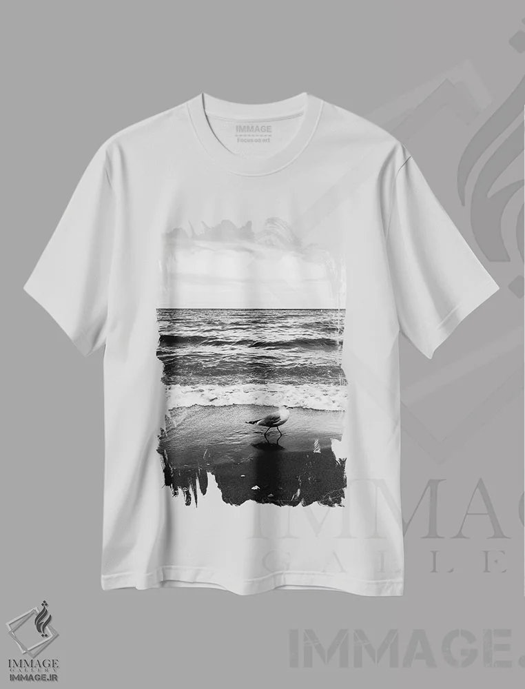 تیشرت سفید طرح دار مرغ دریایی I، دکور ساحلی اثر دانی کوئلن | immage.ir